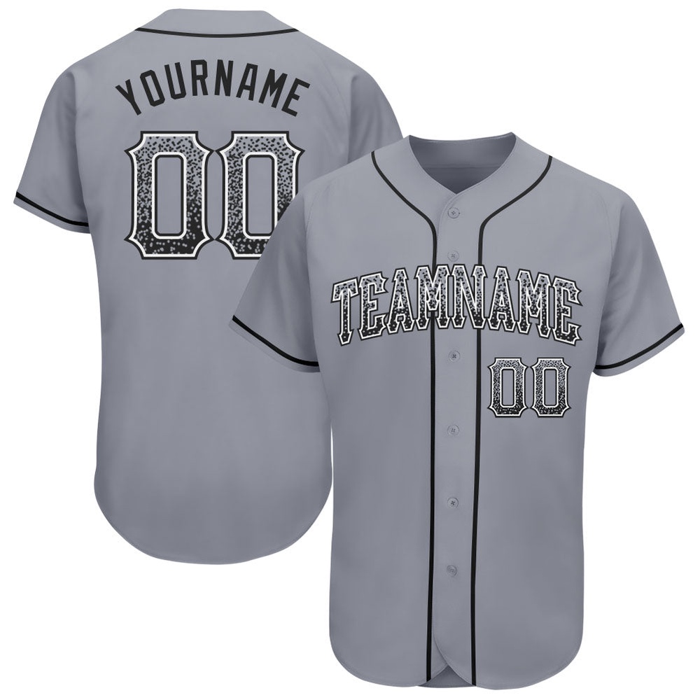 Gray Black-White Authentic Drift Fashion Baseball Jersey, Custom Baseball Jersey, Personalized Sport Jersey Gray Black-White Authentic Drift Fashion Baseball Jersey, Custom Baseball Jersey, Personalized Sport Jersey