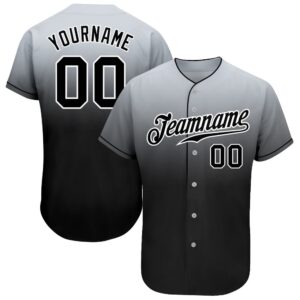 Gray Black-White Authentic Fade Fashion Baseball Jersey,&hellip;