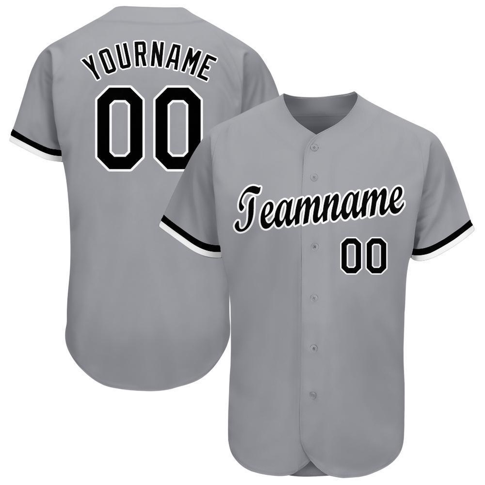 Gray Black-White Baseball Jersey, Custom Baseball Jersey, Personalized Sport Jersey Gray Black-White Baseball Jersey, Custom Baseball Jersey, Personalized Sport Jersey