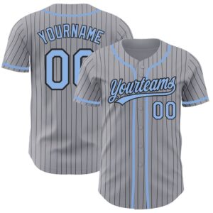 Gray Black Pinstripe Light Blue Authentic Baseball&hellip;