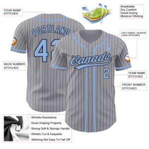Gray Black Pinstripe Light Blue Authentic Baseball Jersey Custom Baseball Jersey Personalized Sport Jersey 2 led6ts.jpg