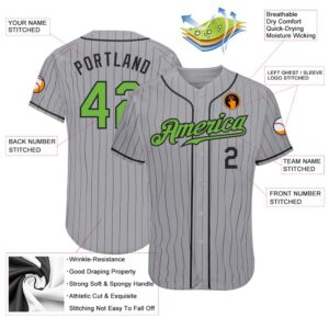 Gray Black Pinstripe Neon Green Black Authentic Baseball Jersey Custom Baseball Jersey Personalized Sport Jersey 2 c3acch.jpg