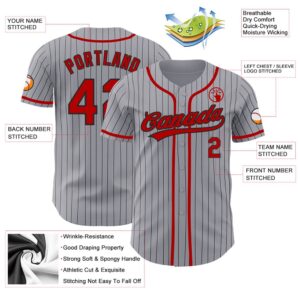 Gray Black Pinstripe Red Authentic Baseball Jersey Custom Baseball Jersey Personalized Sport Jersey 2 zzmxt4.jpg