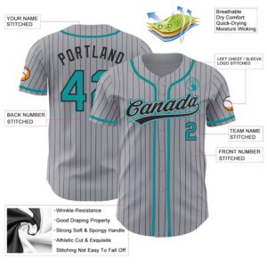 Gray Black Pinstripe Teal Authentic Baseball Jersey Custom Baseball Jersey Personalized Sport Jersey 2 b4tmn6.jpg