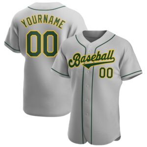 Gray Green-Gold Authentic Baseball Jersey, Custom Baseball&hellip;