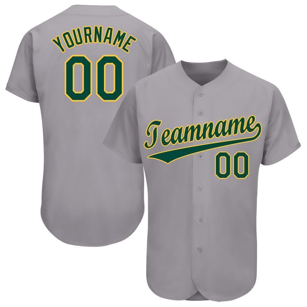 Gray Green-Gold Baseball Jersey, Custom Baseball Jersey, Personalized Sport Jersey Gray Green-Gold Baseball Jersey, Custom Baseball Jersey, Personalized Sport Jersey