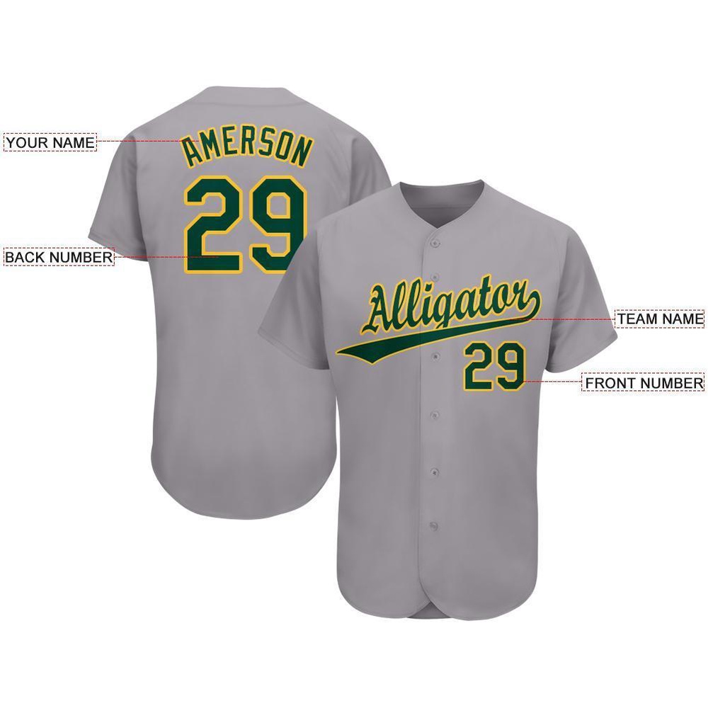 Gray Green-Gold Baseball Jersey, Custom Baseball Jersey, Personalized Sport Jersey Gray Green-Gold Baseball Jersey, Custom Baseball Jersey, Personalized Sport Jersey
