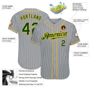 Gray Green Pinstripe Green Gold Authentic Baseball Jersey Custom Baseball Jersey Personalized Sport Jersey 2 rkqcxc.jpg