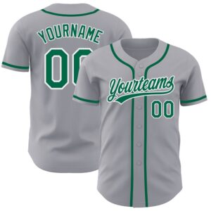 Gray Kelly Green-White Authentic Baseball Jersey, Custom&hellip;