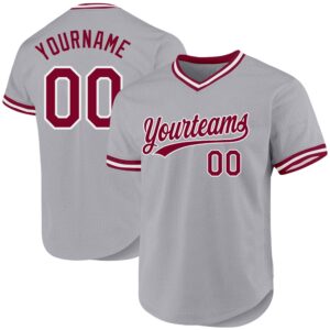 Gray Maroon-White Authentic Throwback Baseball Jersey, Custom&hellip;