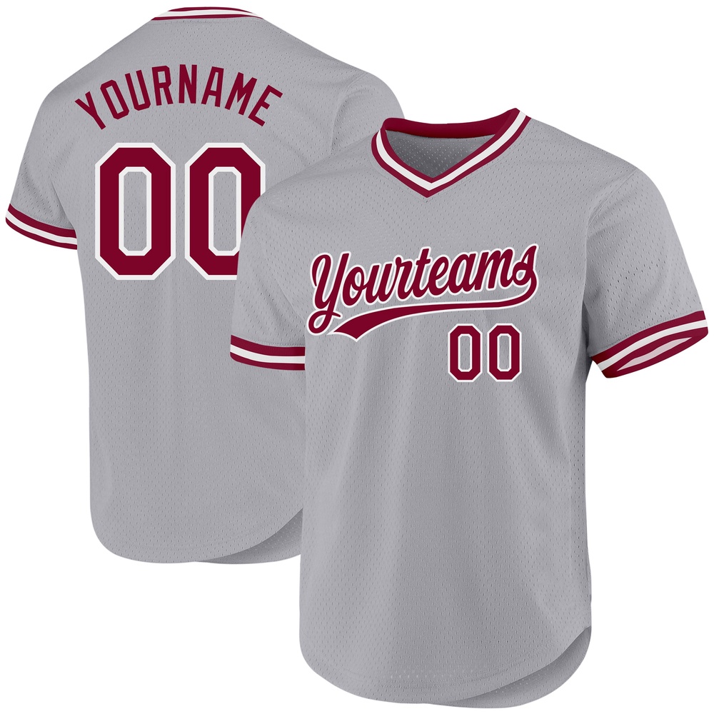 Gray Maroon-White Authentic Throwback Baseball Jersey, Custom Baseball Jersey, Personalized Sport Jersey Gray Maroon-White Authentic Throwback Baseball Jersey, Custom Baseball Jersey, Personalized Sport Jersey