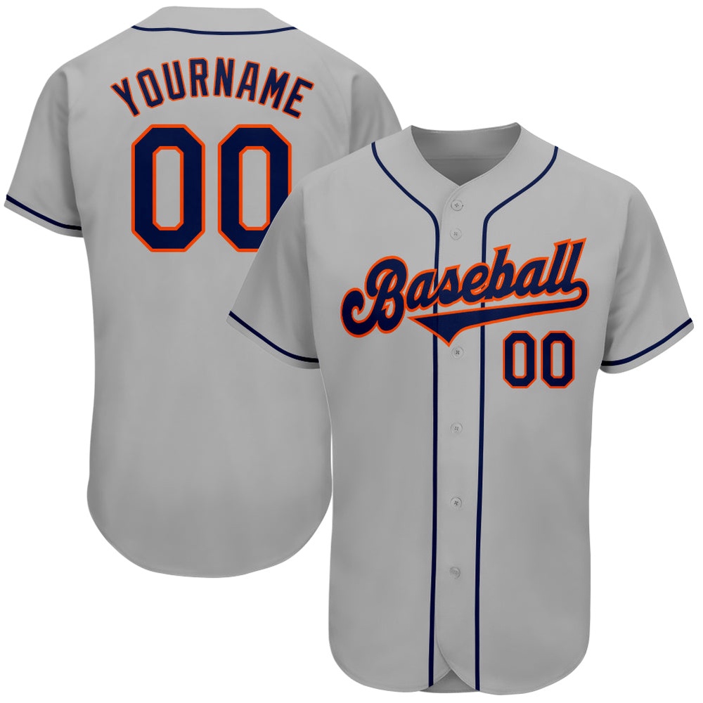 Gray Navy-Orange Authentic Baseball Jersey, Custom Baseball Jersey, Personalized Sport Jersey Gray Navy-Orange Authentic Baseball Jersey, Custom Baseball Jersey, Personalized Sport Jersey