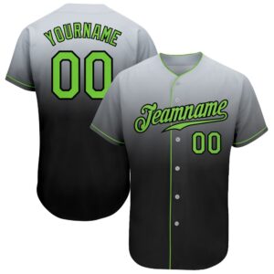 Gray Neon Green-Black Authentic Fade Fashion Baseball&hellip;