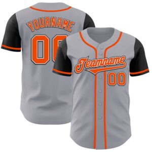 Gray Orange-Black Authentic Two Tone Baseball Jersey,&hellip;