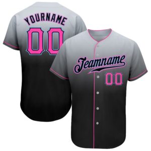 Gray Pink-Black Authentic Fade Fashion Baseball Jersey,&hellip;