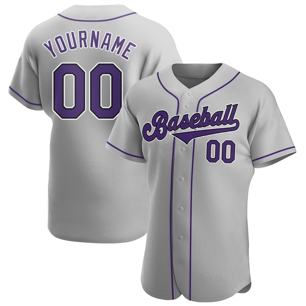 Gray Purple-Black Authentic Baseball Jersey, Custom Baseball Jersey, Personalized Sport Jersey Gray Purple-Black Authentic Baseball Jersey, Custom Baseball Jersey, Personalized Sport Jersey