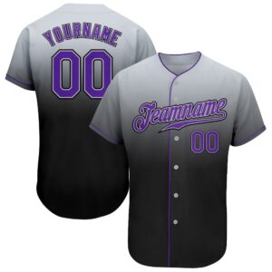 Gray Purple-Black Authentic Fade Fashion Baseball Jersey,&hellip;