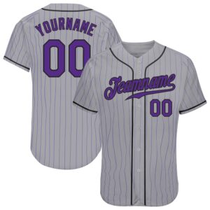 Gray Purple Pinstripe Purple-Black Authentic Baseball Jersey,&hellip;