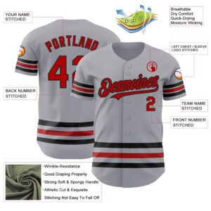 Gray Red Black Line Authentic Baseball Jersey Custom Baseball Jersey Personalized Sport Jersey 2 x8esyw.jpg
