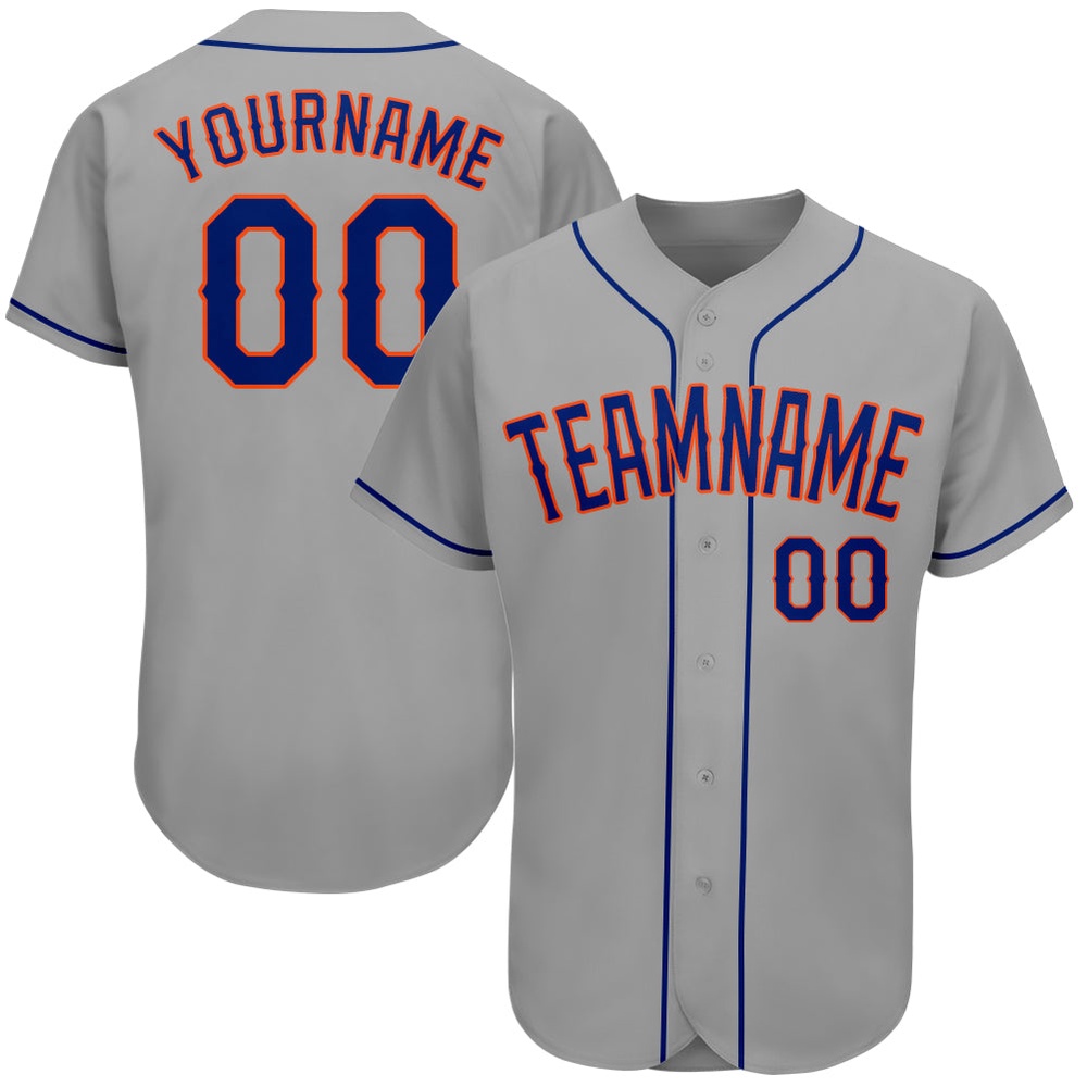 Gray Royal-Orange Authentic Baseball Jersey, Custom Baseball Jersey, Personalized Sport Jersey Gray Royal-Orange Authentic Baseball Jersey, Custom Baseball Jersey, Personalized Sport Jersey