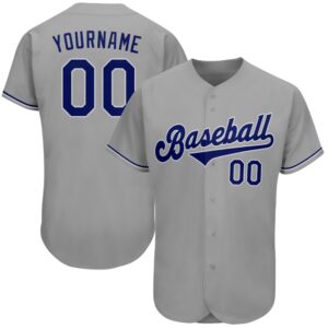 Gray Royal-White Authentic Baseball Jersey, Custom Baseball&hellip;