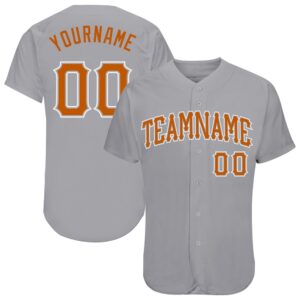 Gray Texas Orange-White Authentic Baseball Jersey, Custom&hellip;