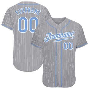 Gray White Pinstripe Light Blue-White Authentic Baseball&hellip;