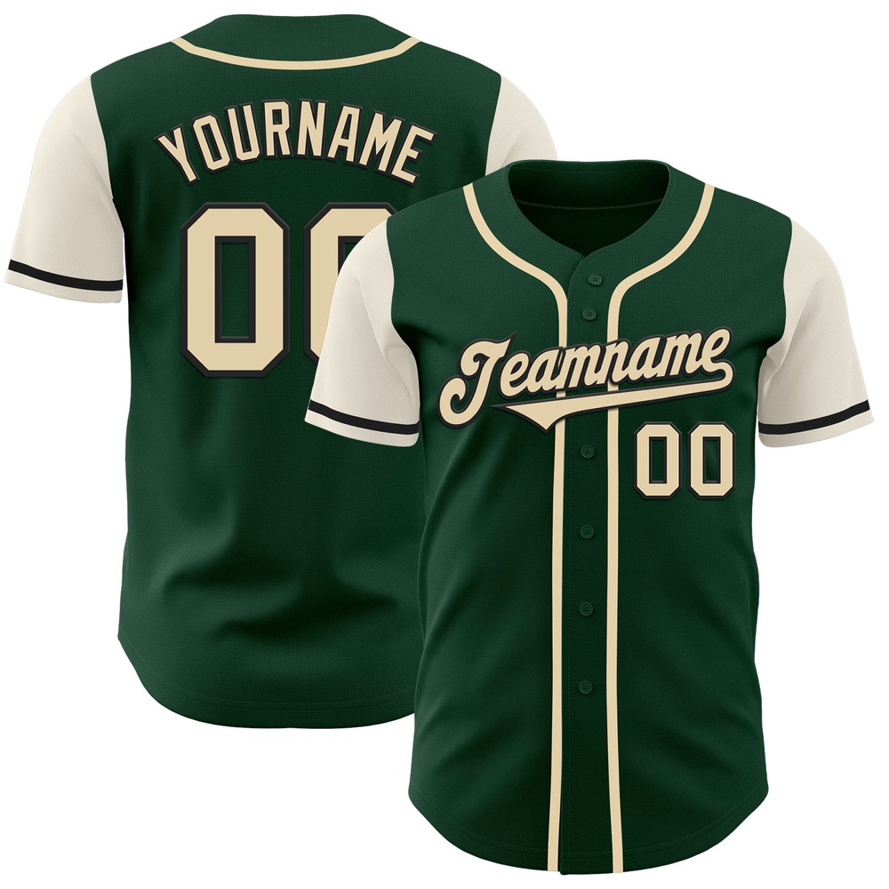 Green Cream-Black Authentic Two Tone Baseball Jersey, Custom Baseball Jersey, Personalized Sport Jersey Green Cream-Black Authentic Two Tone Baseball Jersey, Custom Baseball Jersey, Personalized Sport Jersey