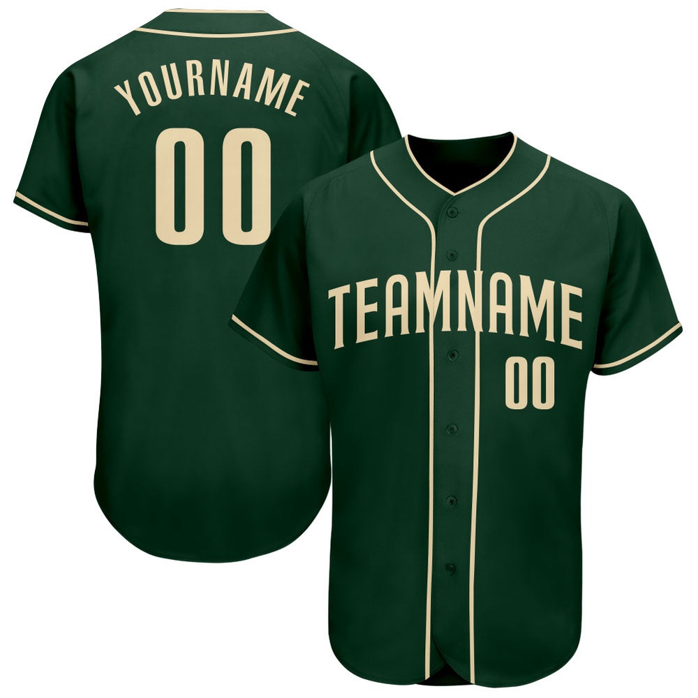 Green Cream Authentic Baseball Jersey, Custom Baseball Jersey, Personalized Sport Jersey Green Cream Authentic Baseball Jersey, Custom Baseball Jersey, Personalized Sport Jersey