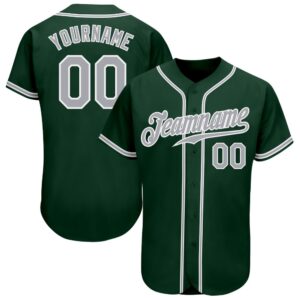 Green Gray-White Authentic Baseball Jersey, Custom Baseball&hellip;