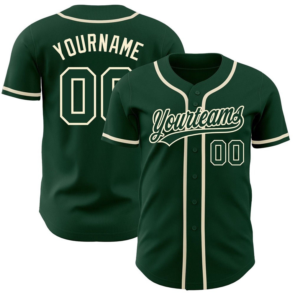 Green Green-Cream Authentic Baseball Jersey, Custom Baseball Jersey, Personalized Sport Jersey Green Green-Cream Authentic Baseball Jersey, Custom Baseball Jersey, Personalized Sport Jersey