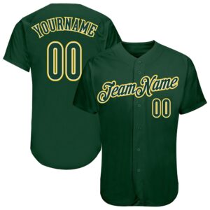 Green Green-Gold Authentic Baseball Jersey, Custom Baseball&hellip;