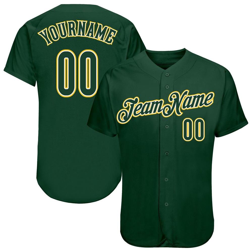 Green Green-Gold Authentic Baseball Jersey, Custom Baseball Jersey, Personalized Sport Jersey Green Green-Gold Authentic Baseball Jersey, Custom Baseball Jersey, Personalized Sport Jersey