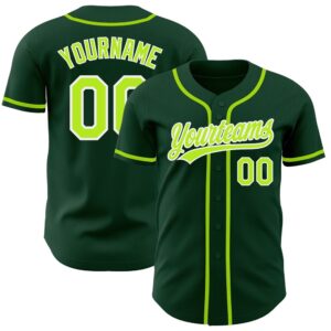 Green Neon Green-White Authentic Baseball Jersey, Custom&hellip;