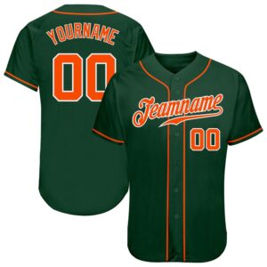Green Orange-White Authentic Baseball Jersey, Custom Baseball&hellip;