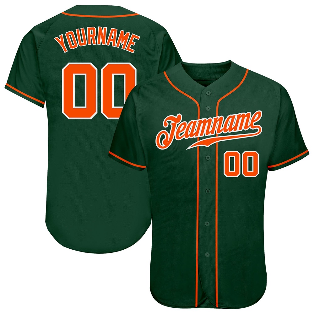Green Orange-White Authentic Baseball Jersey, Custom Baseball Jersey, Personalized Sport Jersey Green Orange-White Authentic Baseball Jersey, Custom Baseball Jersey, Personalized Sport Jersey