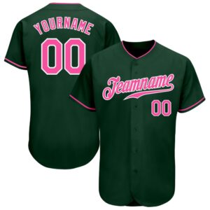 Green Pink-White Authentic Baseball Jersey, Custom Baseball&hellip;