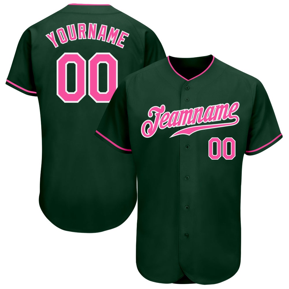 Green Pink-White Authentic Baseball Jersey, Custom Baseball Jersey, Personalized Sport Jersey Green Pink-White Authentic Baseball Jersey, Custom Baseball Jersey, Personalized Sport Jersey