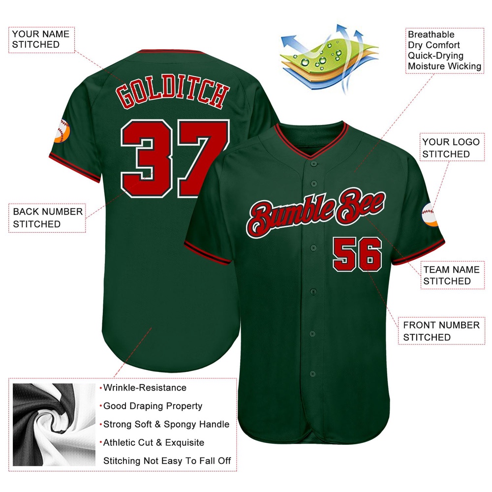 Green Red-Black Authentic Baseball Jersey, Custom Baseball Jersey, Personalized Sport Jersey Green Red-Black Authentic Baseball Jersey, Custom Baseball Jersey, Personalized Sport Jersey