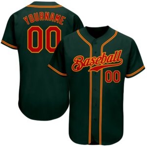 Green Red-Gold Authentic Baseball Jersey, Custom Baseball&hellip;