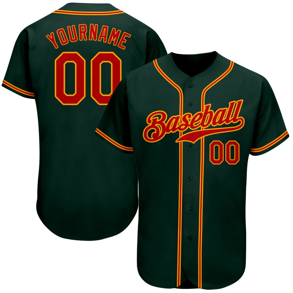 Green Red-Gold Authentic Baseball Jersey, Custom Baseball Jersey, Personalized Sport Jersey Green Red-Gold Authentic Baseball Jersey, Custom Baseball Jersey, Personalized Sport Jersey