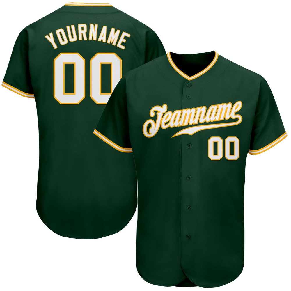 Green White-Gold Authentic Baseball Jersey, Custom Baseball Jersey, Personalized Sport Jersey Green White-Gold Authentic Baseball Jersey, Custom Baseball Jersey, Personalized Sport Jersey