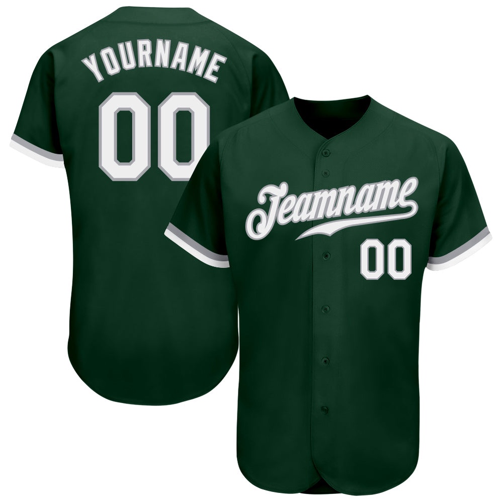 Green White-Gray Authentic Baseball Jersey, Custom Baseball Jersey, Personalized Sport Jersey Green White-Gray Authentic Baseball Jersey, Custom Baseball Jersey, Personalized Sport Jersey