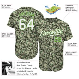 Green White Neon Green 3D Pattern Design Dollar Authentic Baseball Jersey Custom Baseball Jersey Personalized Sport Jersey 2 j3upgn.jpg