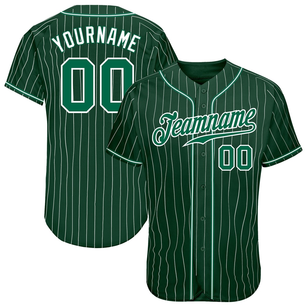 Green White Pinstripe Kelly Green-White Authentic Baseball Jersey, Custom Baseball Jersey, Personalized Sport Jersey Green White Pinstripe Kelly Green-White Authentic Baseball Jersey, Custom Baseball Jersey, Personalized Sport Jersey