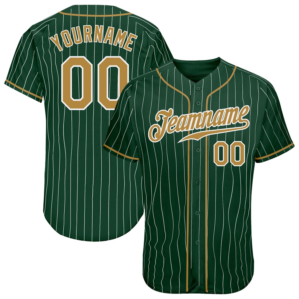 Green White Pinstripe Old Gold-White Authentic Baseball Jersey, Custom Baseball Jersey, Personalized Sport Jersey Green White Pinstripe Old Gold-White Authentic Baseball Jersey, Custom Baseball Jersey, Personalized Sport Jersey