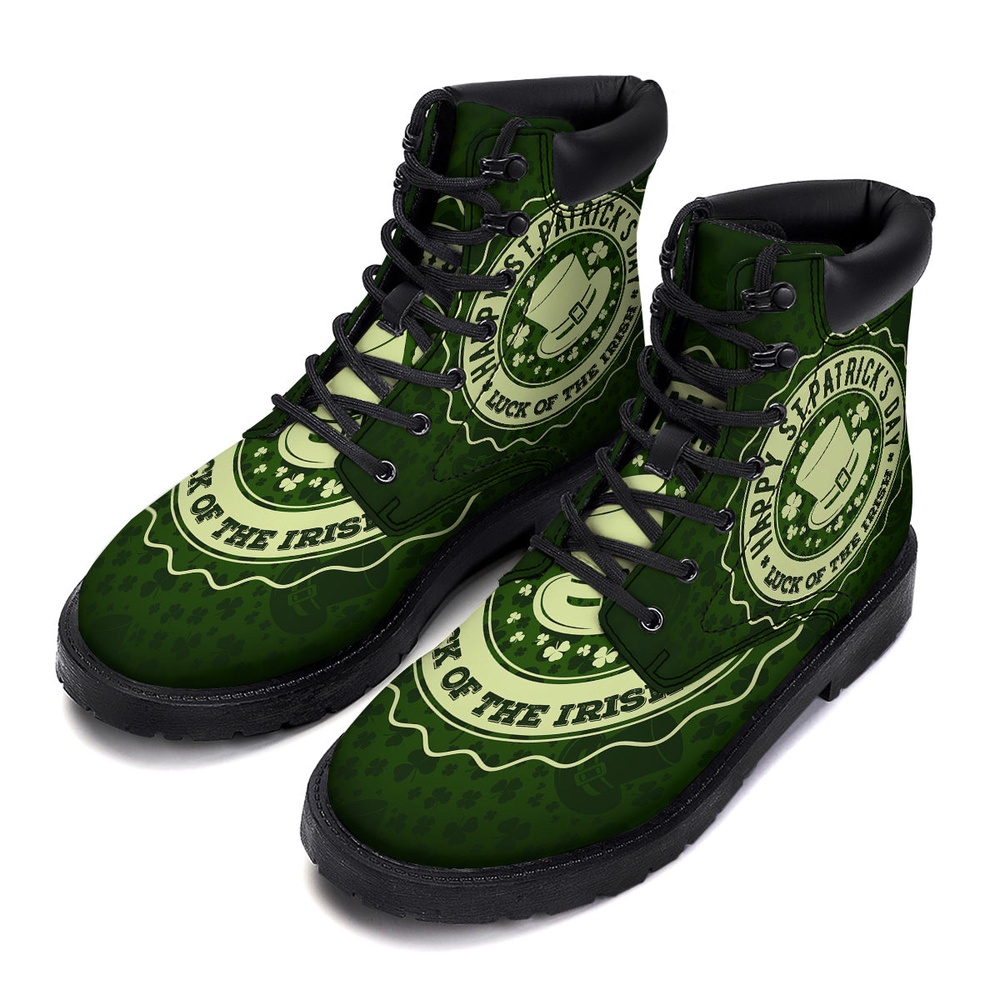 Hat And St. Patrick’s Day Clover Print Boots, St Patricks Day Boots, St Patricks Day Shoes