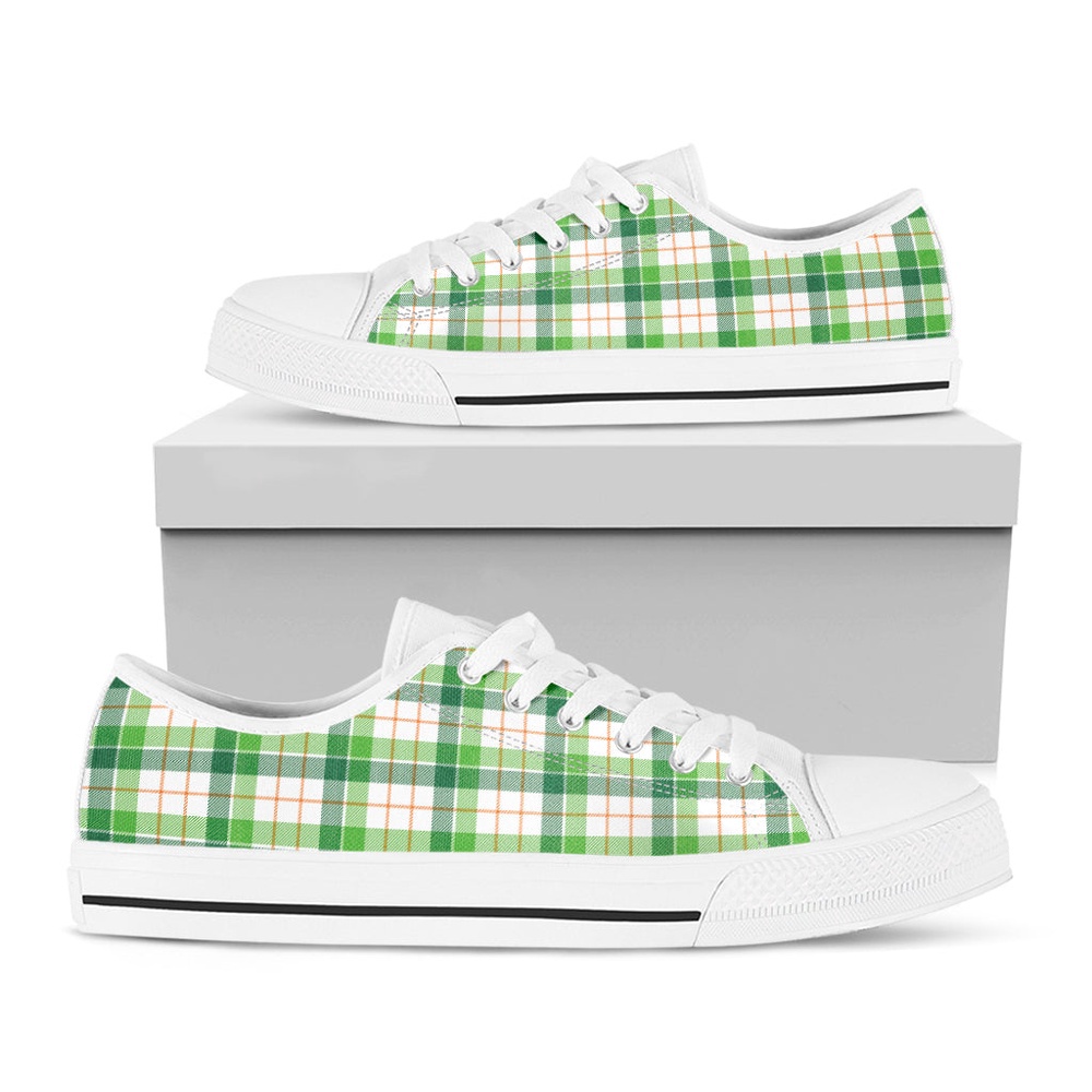 Irish St. Patrick’s Day Tartan Print White Low Top Shoes, St Patricks Day Low Top, St Patrick Day Sneaker Irish St. Patrick’s Day Tartan Print White Low Top Shoes, St Patricks Day Low Top, St Patrick Day Sneaker