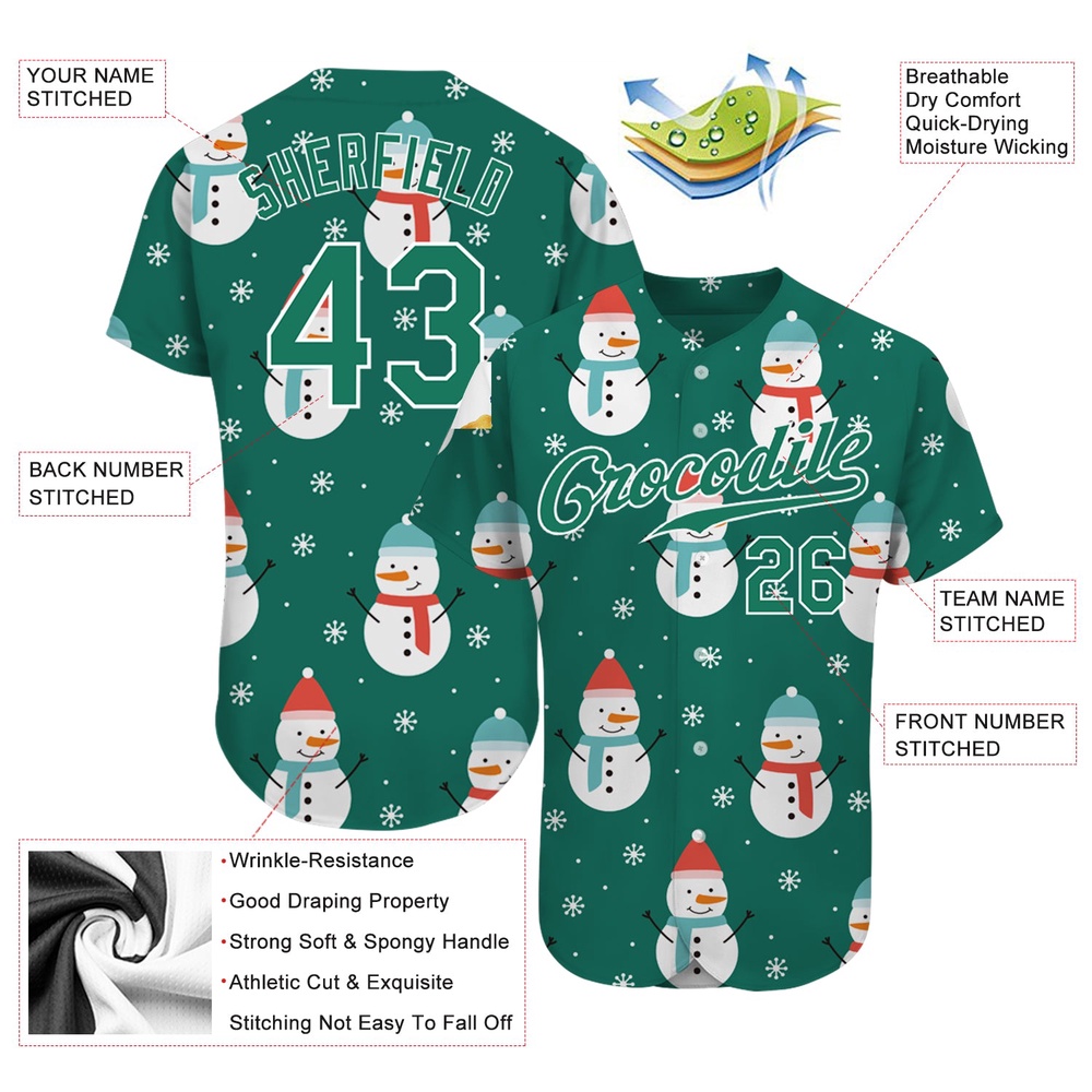 Kelly Green Kelly Green-White Christmas 3D Authentic Baseball Jersey, Custom Baseball Jersey, Personalized Sport Jersey Kelly Green Kelly Green-White Christmas 3D Authentic Baseball Jersey, Custom Baseball Jersey, Personalized Sport Jersey