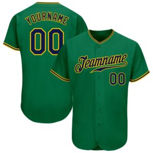 Kelly Green Navy-Gold Authentic Baseball Jersey, Custom&hellip;